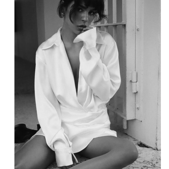 Zara satin effect dress, size small, color white - Picture 3 of 6